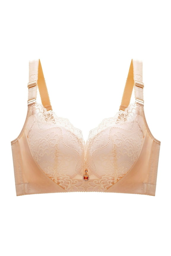 Womens Plus Size Womens Bras Comfortable Women's Push Up Wireless Bra Padded T Shirt Bras No Underwire Plunge (Beige,44D)