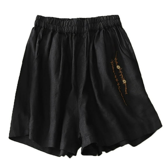 Akiihool Womens Shorts for Summer Women's Plus Size Soft Knit Bermuda Short Pull On Elastic Waist (Black,XXL)