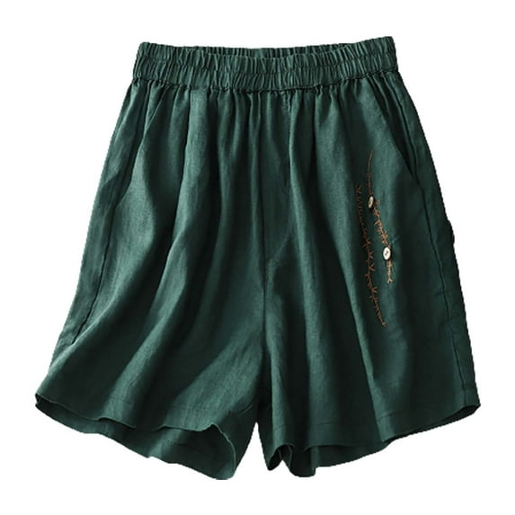 Akiihool Womens Shorts for Summer Women's Plus Size Soft Knit Bermuda Short Pull On Elastic Waist (Green,XL)