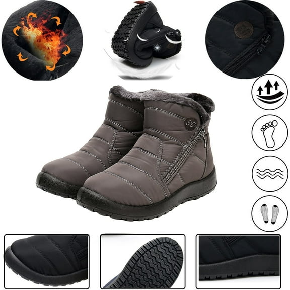 Akiihool Womens Snow Boots Womens Warm Winter Snow Boots Waterproof Ankle Boots Walking Hiking Tennis Booties Mid Calf Warm Lightweight Comfort (A,7.5)