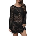 thumbnail image 1 of Akiihool Womens Swim Cover Ups Crochet Beach Cover Up Summer Bikini Swimwear Sexy V-Neck Crochet Dress, Black XXL, 1 of 5