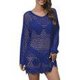 thumbnail image 1 of Akiihool Womens Swim Cover Ups Crochet Beach Cover Up Summer Bikini Swimwear Sexy V-Neck Crochet Dress, Blue XXL, 1 of 5