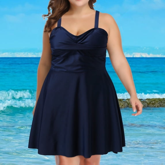 Akiihool Womens Swimsuits Two Piece Tankini Swimsuits Swim Tops with Boyshort Bathing Suits(Dark Blue,XXL)