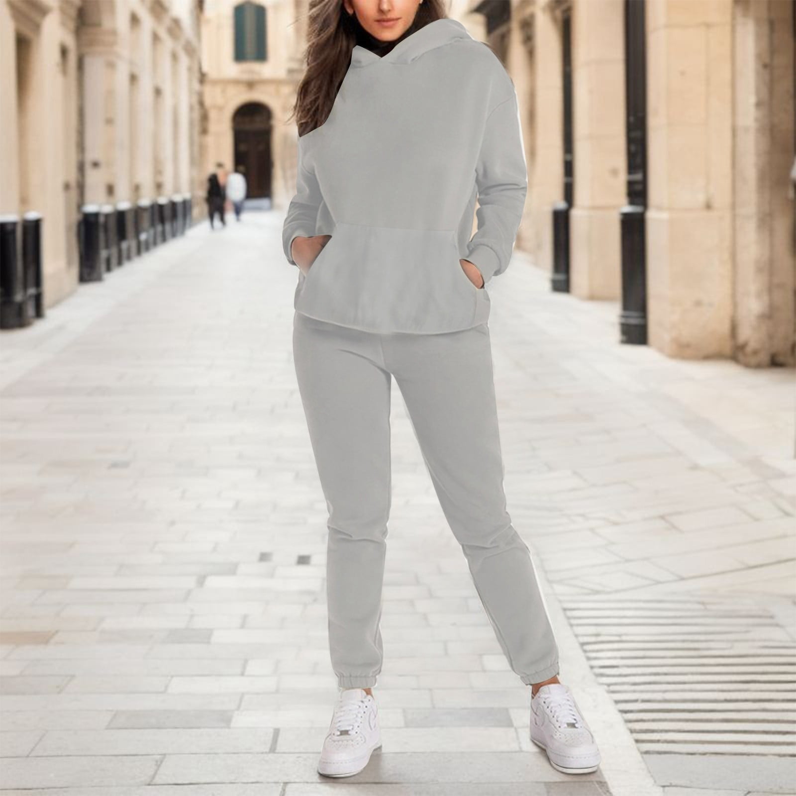 Akiihool Womens Winter Sweatsuit Women's 2 Piece Outfits V Neck Long