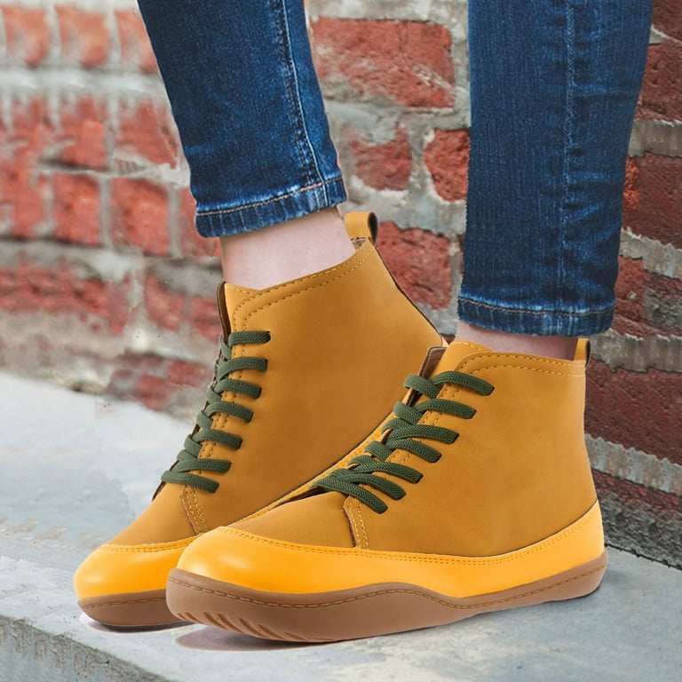 Yellow Womens High Heel Work Boots Work Boot Heels