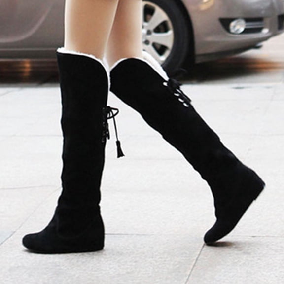 Akiihool Womens Work Boots Comfortable Womens Knee High Boots Square Toe Pointy Toe Boot Knee High Riding Fall Winter Boots (Black,8.5)