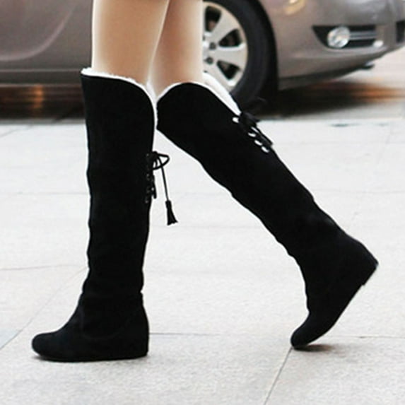 Akiihool Womens Work Boots Comfortable Womens Knee High Boots Square Toe Pointy Toe Boot Knee High Riding Fall Winter Boots (Black,8.5)