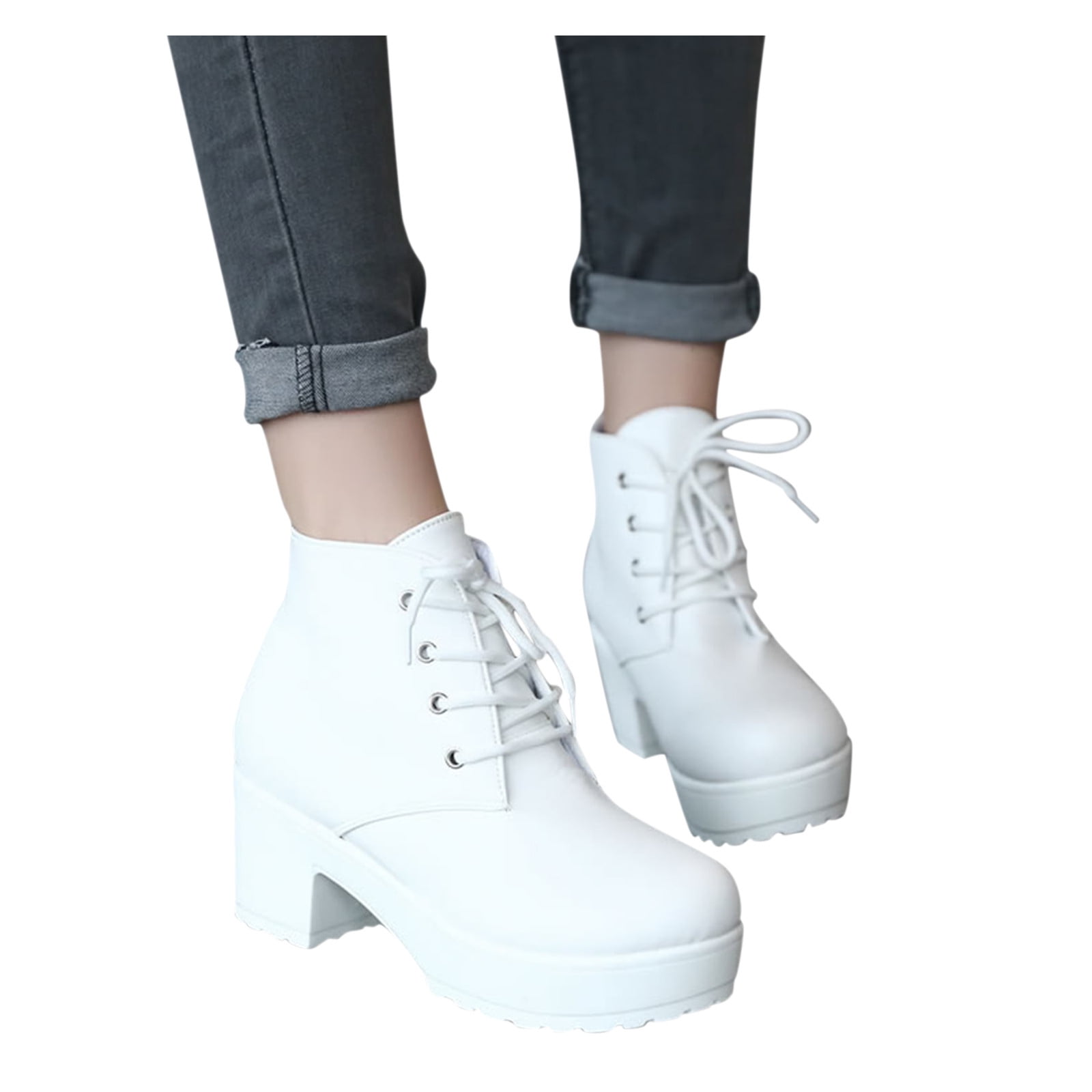 Akiihool Womens Work Boots Slip On Womens Slip on Ankle Boots Platform