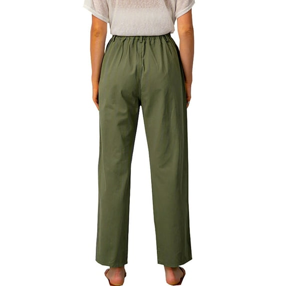 Akiihool Womens Work Pants Plus Size Yoga Pants for Women with Pockets High Waisted Workout Running Pants Control Long Bootleg Work Pants (Green,L)