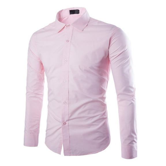 Akiihool Work Shirts for Men Mens Button Down Long Sleeve Shirt Printed Shirts Casual Tops (Pink,XL)