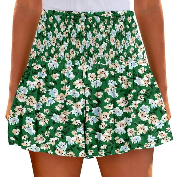 Akiihool Workout Shorts Hiking Shorts Women Shorts Linen Waist High Elastic Women and Summer Womens Casual Waist Shorts (Green,XXL)