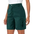 thumbnail image 1 of Akiihool Workout Shorts Womens Women's Casual Loose Fit Multi-Pockets Twill Bermuda Cargo Shorts (Green,L), 1 of 6