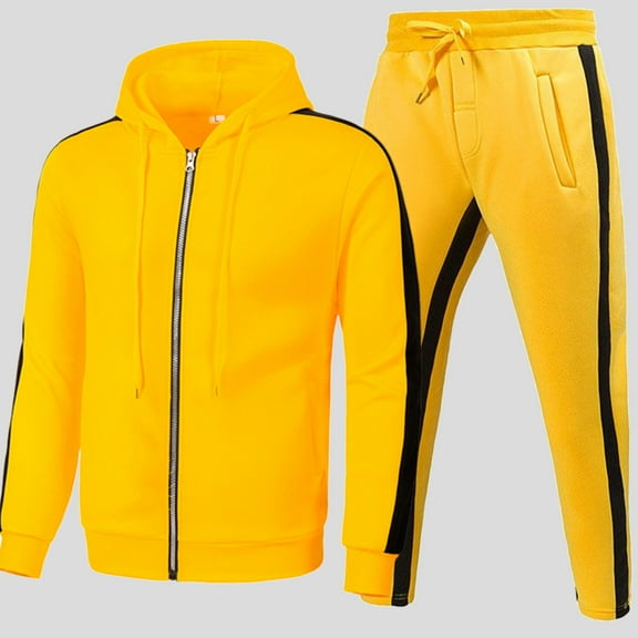 Akiihool Workout Sweatpant Sets for Men 2 Piece Outfits for Men Sweatsuits Set Casual Suit Sportswear Casual Tracksuit (Yellow,S)