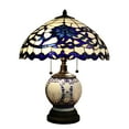 thumbnail image 1 of Akiko 3-light Blue Glass 21-inch Double-lit Tiffany-style Table Lamp, 1 of 2