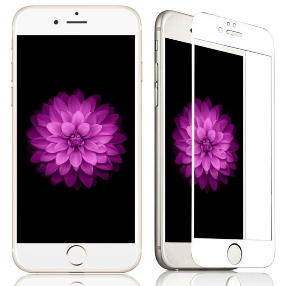 akiko iphone 6 6s white screen protector, akiko new 2.5d full screen tempered glass protector [full protection cover w/ curved edge] - retail packaging