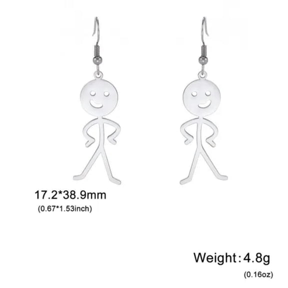 Akimbo Earrings Woman Akimbo Stickman Hip Hop Stainless Steel Dangle Earrings