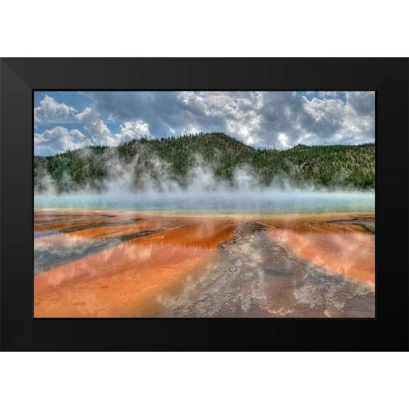 Akin, Curtis 24x17 Black Modern Framed Museum Art Print Titled - Grand Prismatic Spring and Thermophiles, Yellowstone National Park