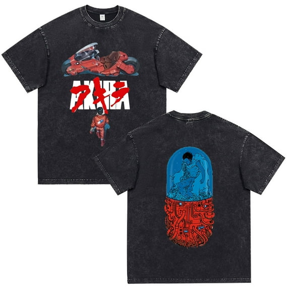Akira Inspired Vintage Washed Science Fiction Anime Unisex Cotton Casual T-Shirt