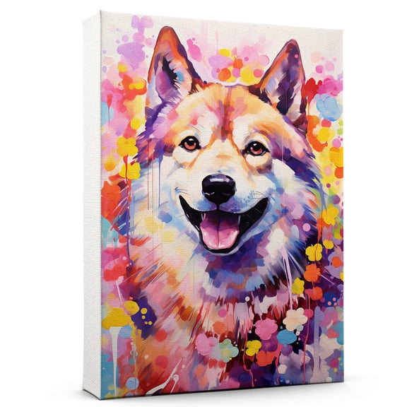 Akita Arts Canvas Bathroom Decor Wall Art Poster Canvas 20x16 inch, 30x20 inch, Hand Painted Dog Painting Large Pictures with Framed for Decoration