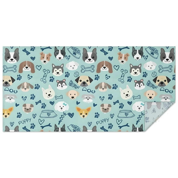 Cute Beagle Bulldog Rottweiler Dachshund Rectangle Tablecloth 60"x120",Waterproof Polyester Rectangle Table Cloth, Wipeable Spillproof Polyester Tablecloth for Dining, Camping, Indoor and Outdoor
