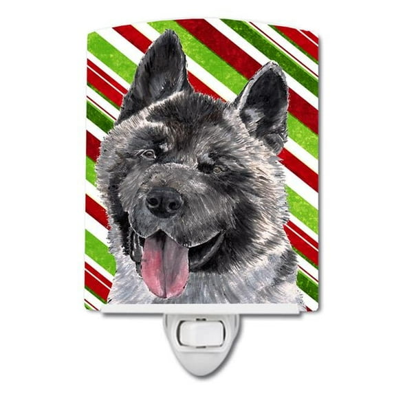 Akita Candy Cane Holiday Christmas Ceramic Night Light
