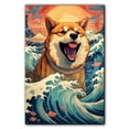 thumbnail image 1 of Akita Canvas Wall Art Framed Great Wave Oil Painting Stretched and Framed Artsy Romantic Wall Paintings Girlfriend gift for Living Room Bedroom Bathroom Office Wall Décor, 1 of 4