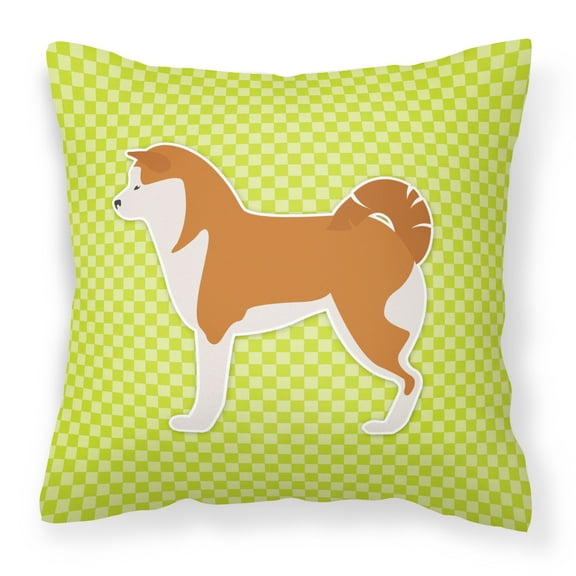 Akita Checkerboard Green Fabric Decorative Pillow