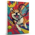 thumbnail image 1 of Akita Dog Stretched Canvas Size 8x12 Tennis Canvas – Cute Akita Canvas Wall Art of Puppy Playing Tennis, Perfect for Dog and Sports Fans, 1 of 5