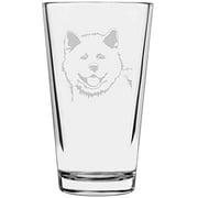 Akita Dog Themed Etched All Purpose 16oz Libbey Pint Glass
