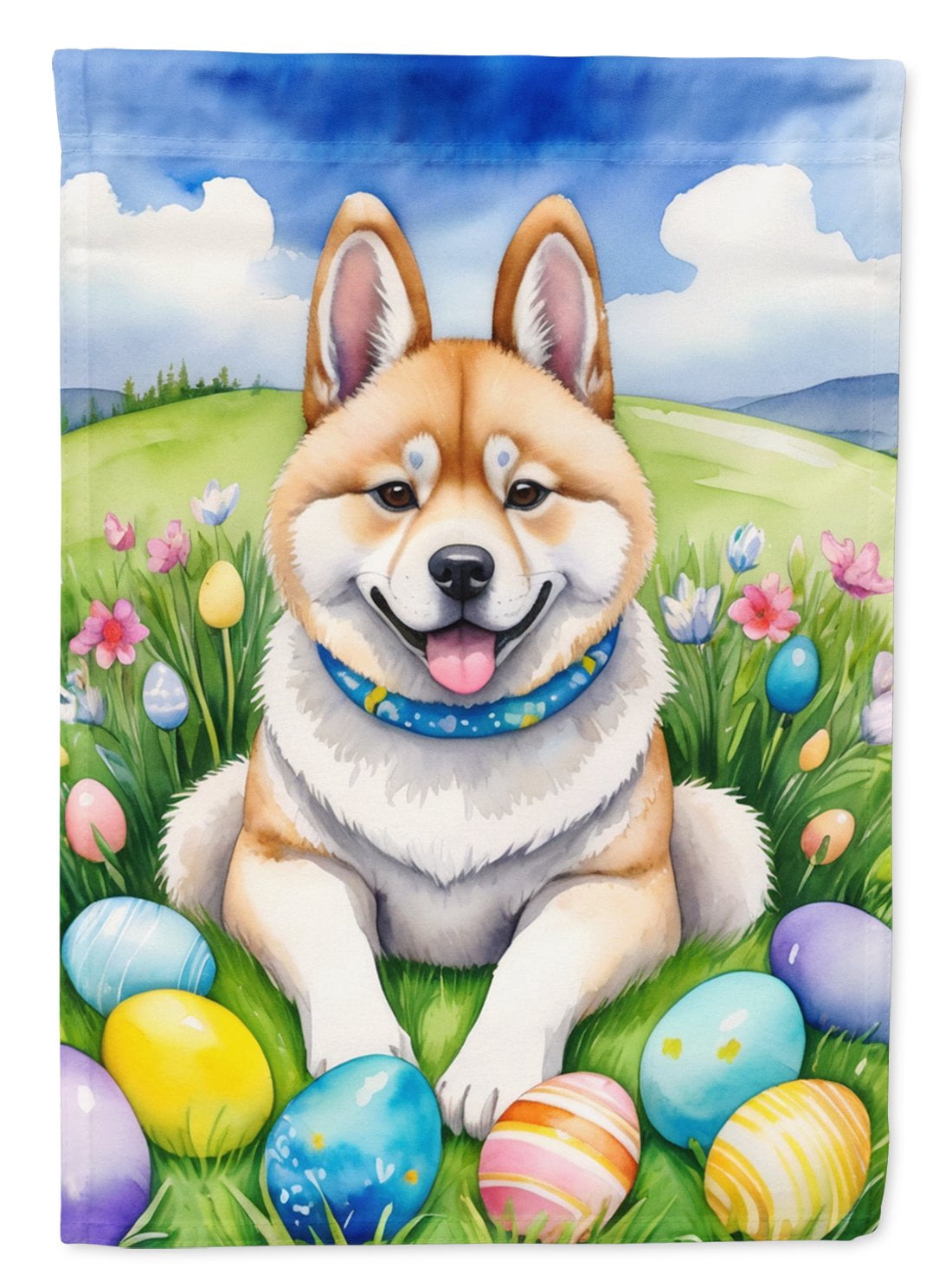 Akita Easter Egg Hunt House Flag 28 in x 40 in