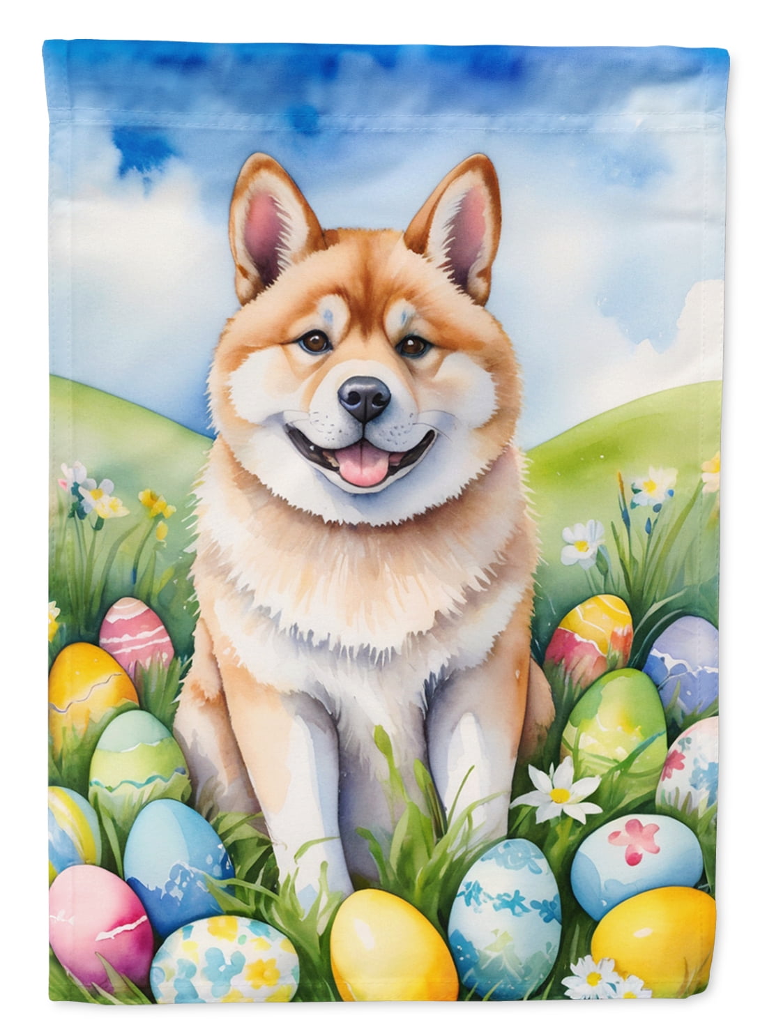 Akita Easter Egg Hunt House Flag 28 in x 40 in