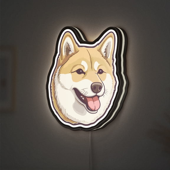 Akita Inu Dog 3D Novelty Light Box, Cute and Loyal Pet Lamp Decor for Japanese Dog Breed Fans and Animal Lovers (Width 8 inch, 20cm)