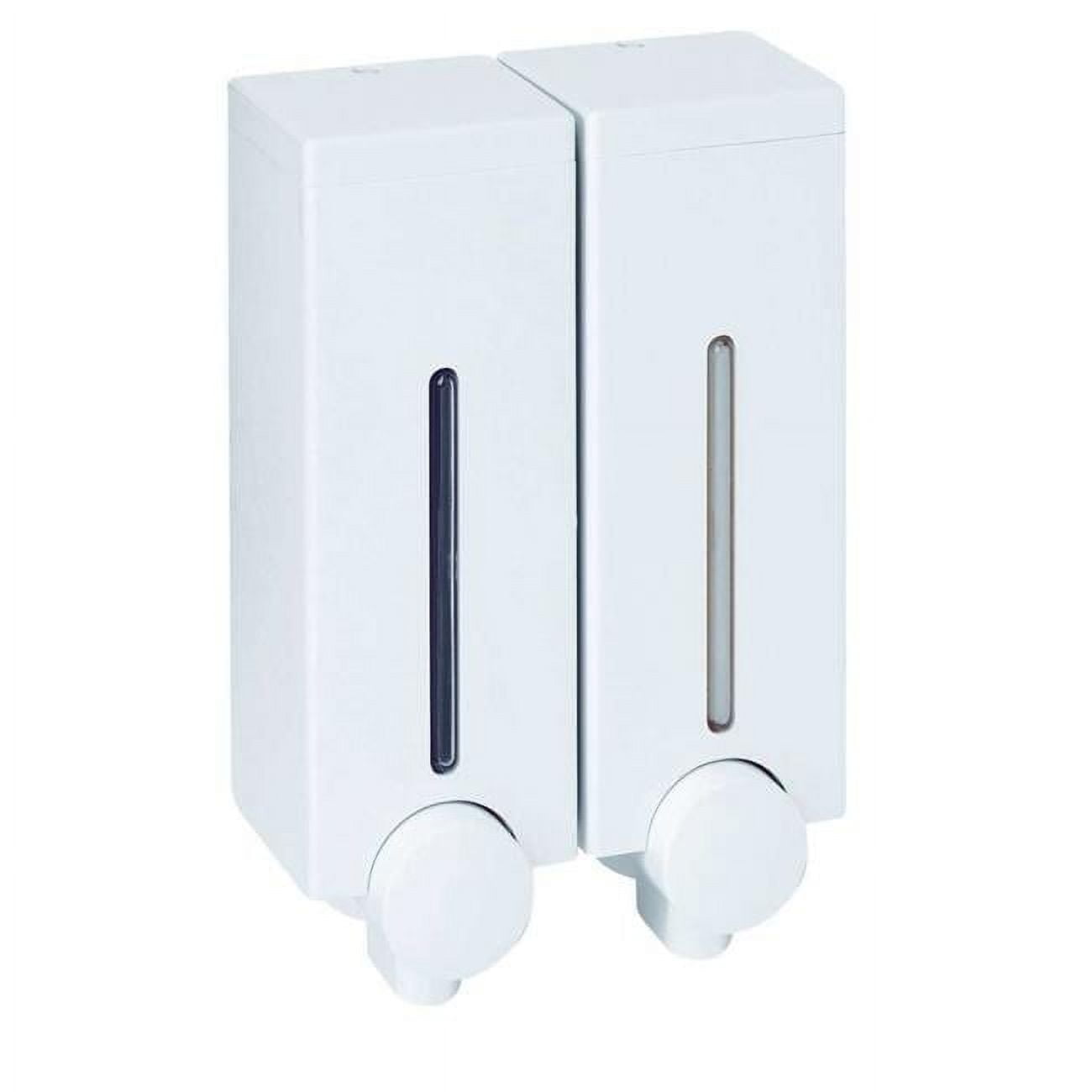 White Wall Mounted Dual Liquid Soap Dispenser, 2 x 450 ML