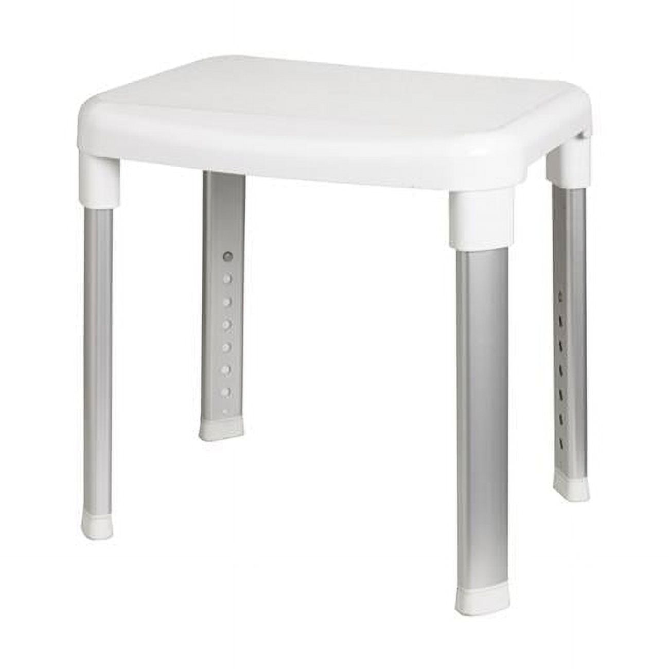 Adjustable White Plastic and Aluminum Shower Stool