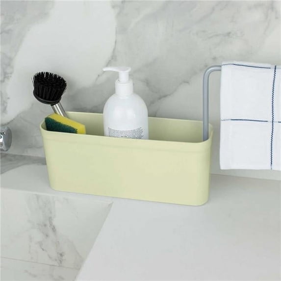 Kyiv Dish Soap Dispenser and Sponge Holder with Towel Rack, Kitchen Sink Caddy Organizer (Beige)