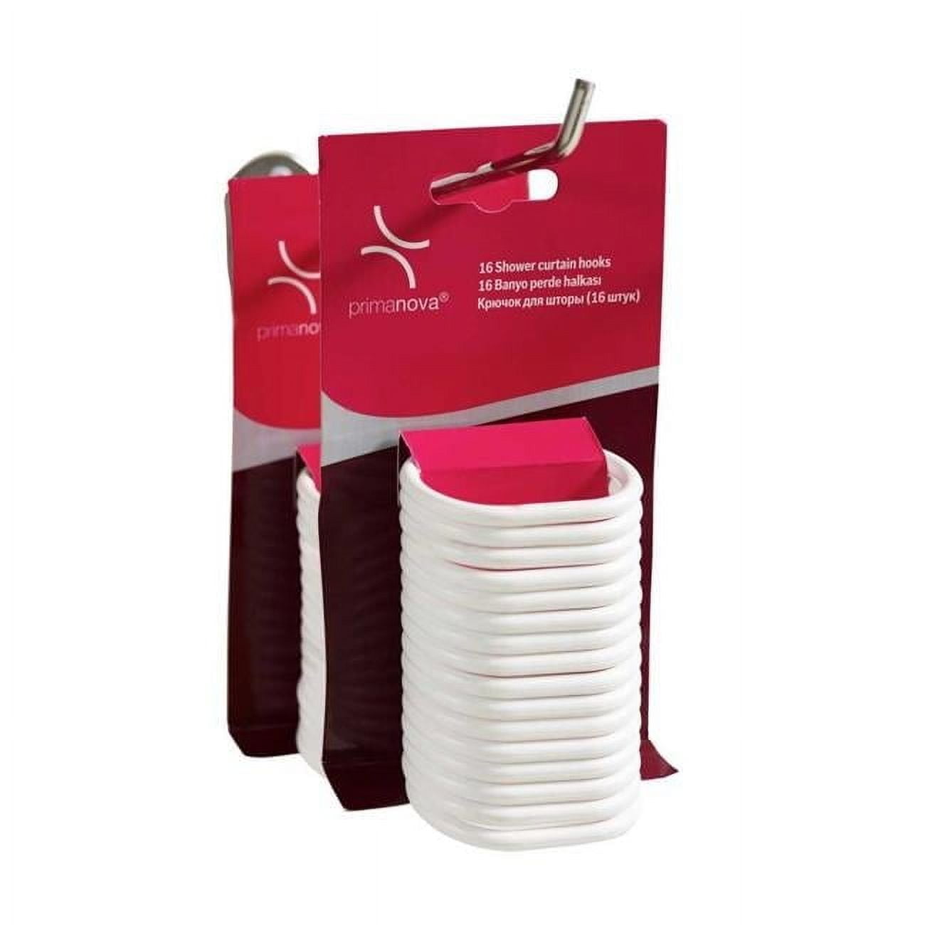 White Plastic Water-Resistant Shower Curtain Hooks, Set of 16