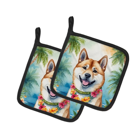 Akita Luau Pair of Pot Holders