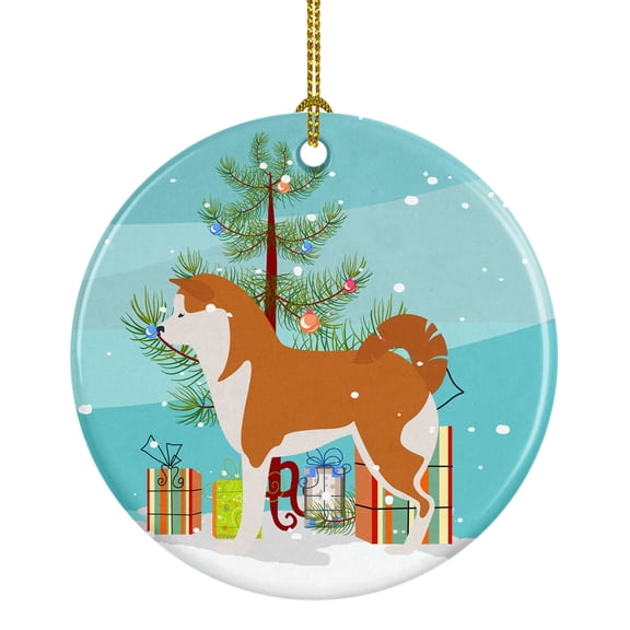Akita Merry Christmas Tree Ceramic Ornament