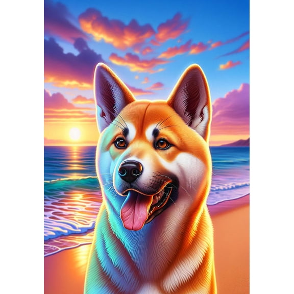 Akita Red - Best of Breed DCR Summer Sunset Outdoor Garden Flag 12" x 17"