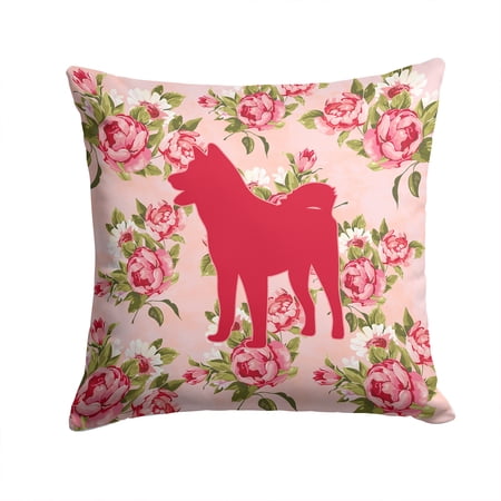 Akita Shabby Chic Pink Roses Fabric Decorative Pillow