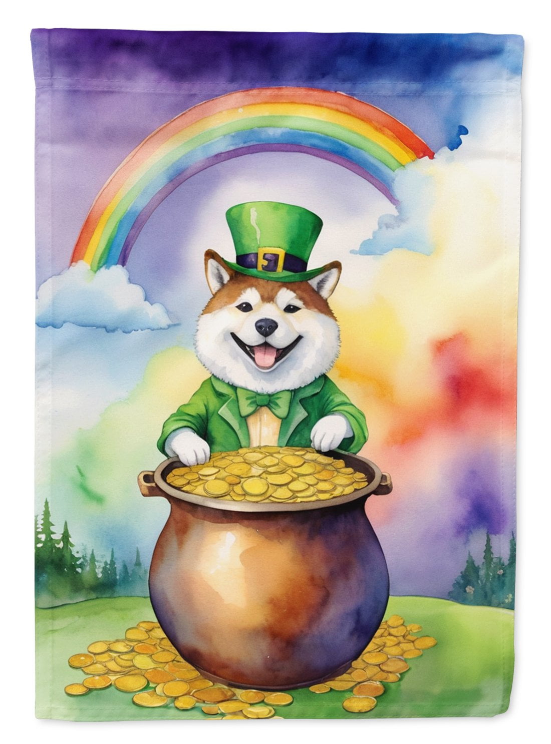 Akita St Patrick's Day Garden Flag 11.25 in x 15.5 in