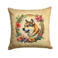 thumbnail image 1 of Akita and Flowers Fabric Decorative Pillow 18 in x 18 in, 1 of 5