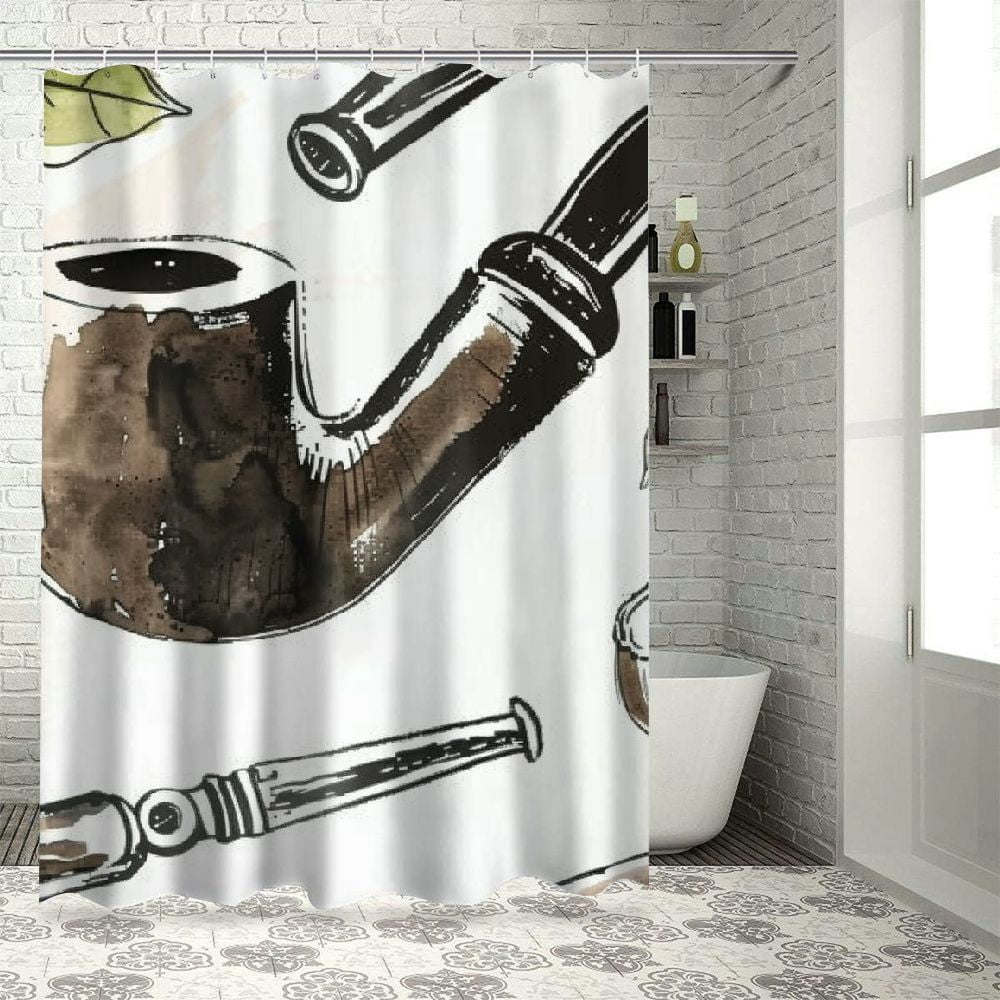 Akjvoe Bathroom Shower Curtain Smoking Cigars in Pipes Guillotines ...