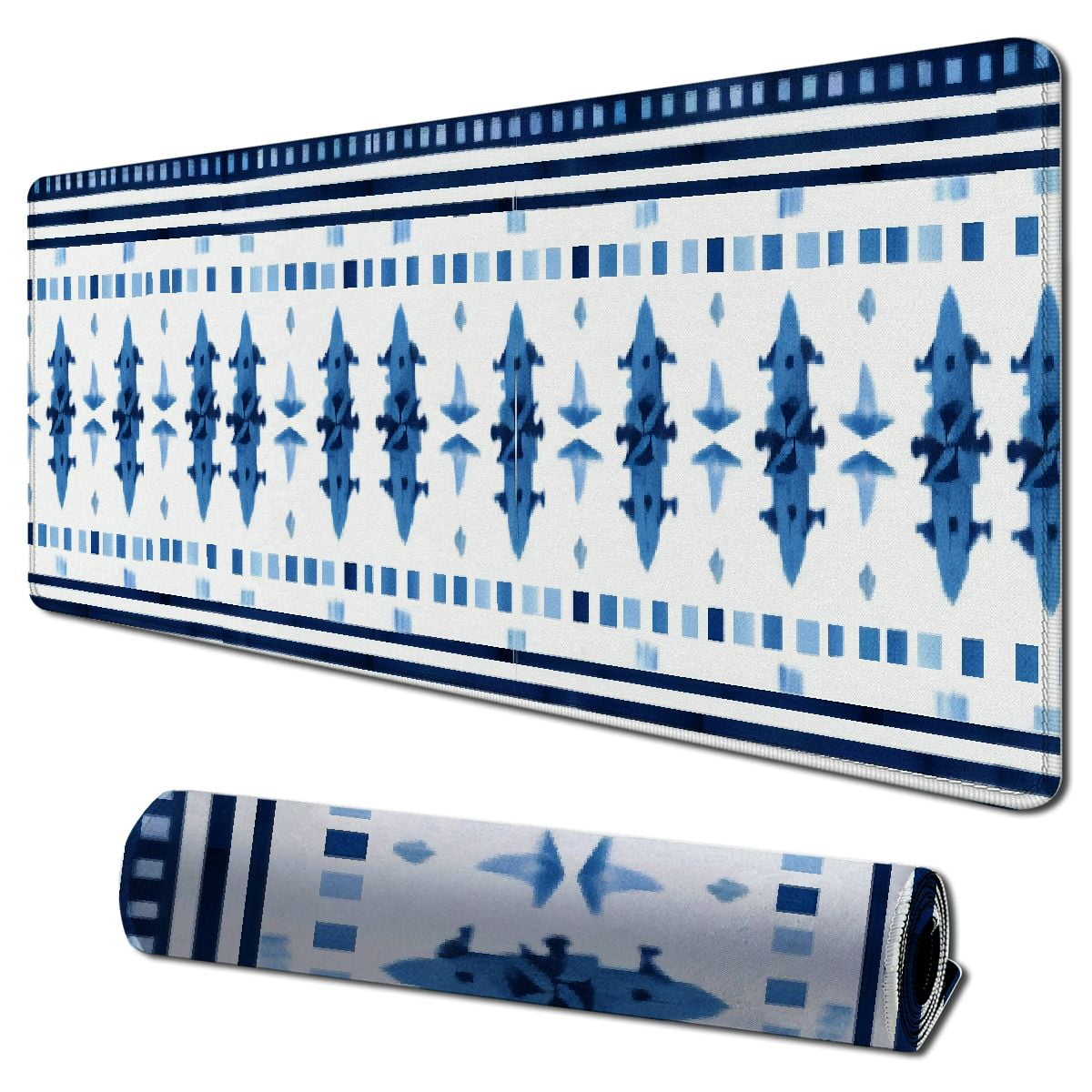 Akjvoe Blue Boho Large Mouse Pad Gaming Mousepad XL Stitched Edge Desk