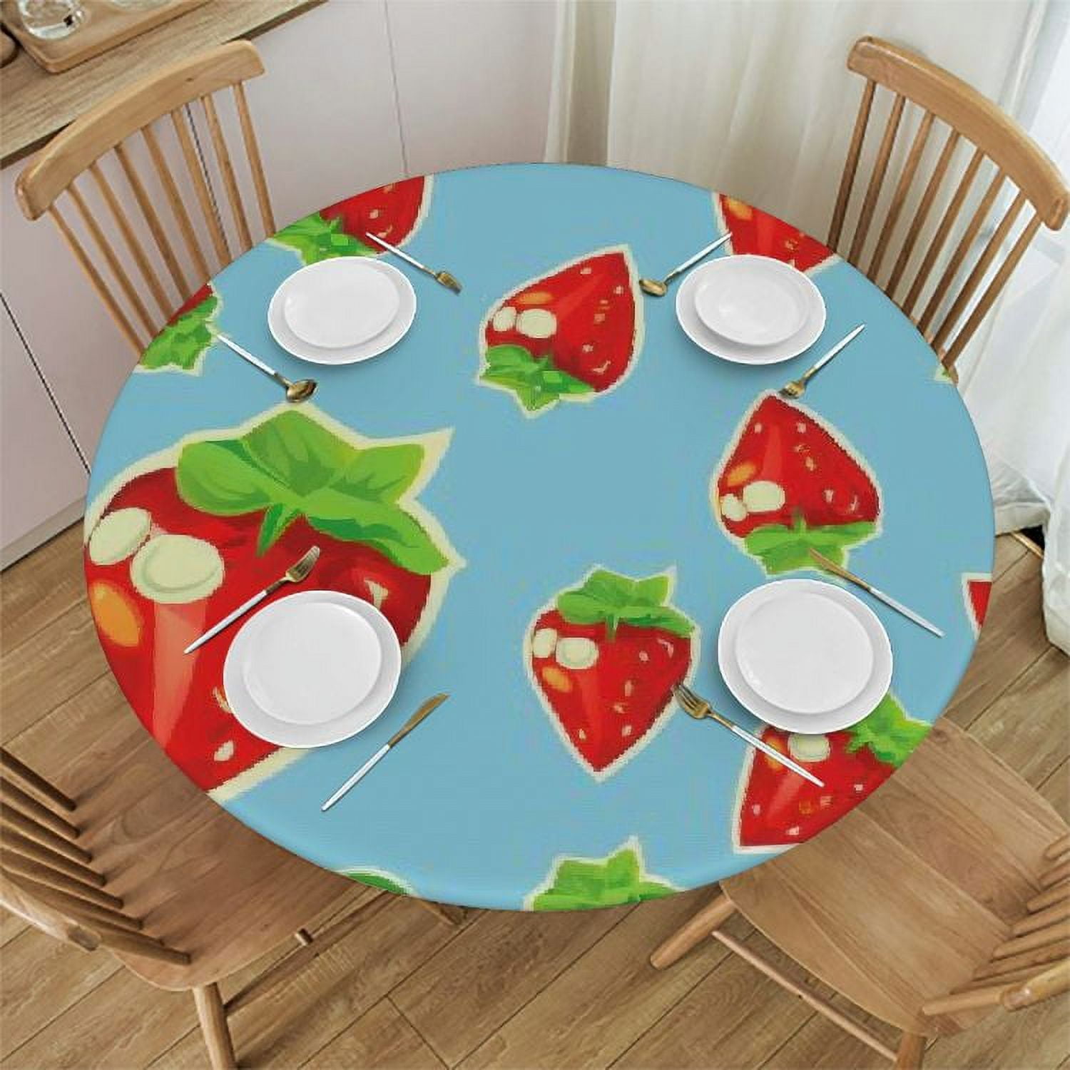 Akjvoe Floral with Round Tablecloth,Waterproof Tablecloth for