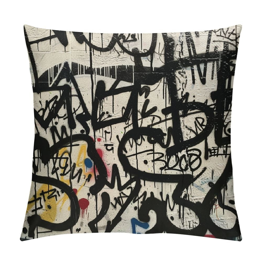 Akjvoe Graffiti Line Throw Pillow Cover Doodle Ink Pillow Case ...
