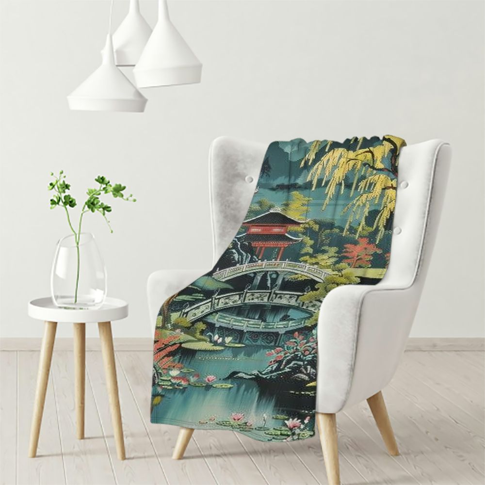 Akjvoe Pagoda Throw Blanket Charcoal Coral Fuzzy Blanket Blankets Super Comfort Warmth Coral