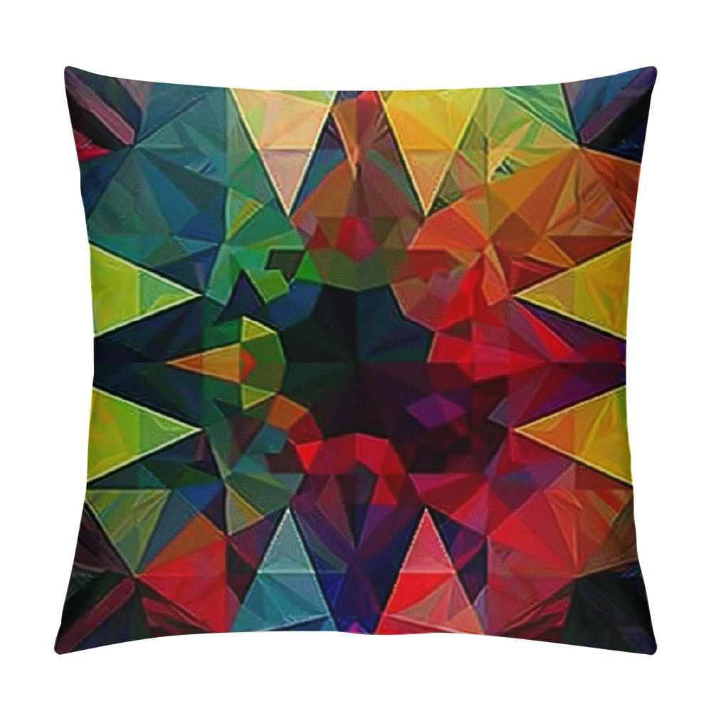 Akjvoe Pillow Cover Colorful Multi Abstract Irregular Polygon Triangle ...