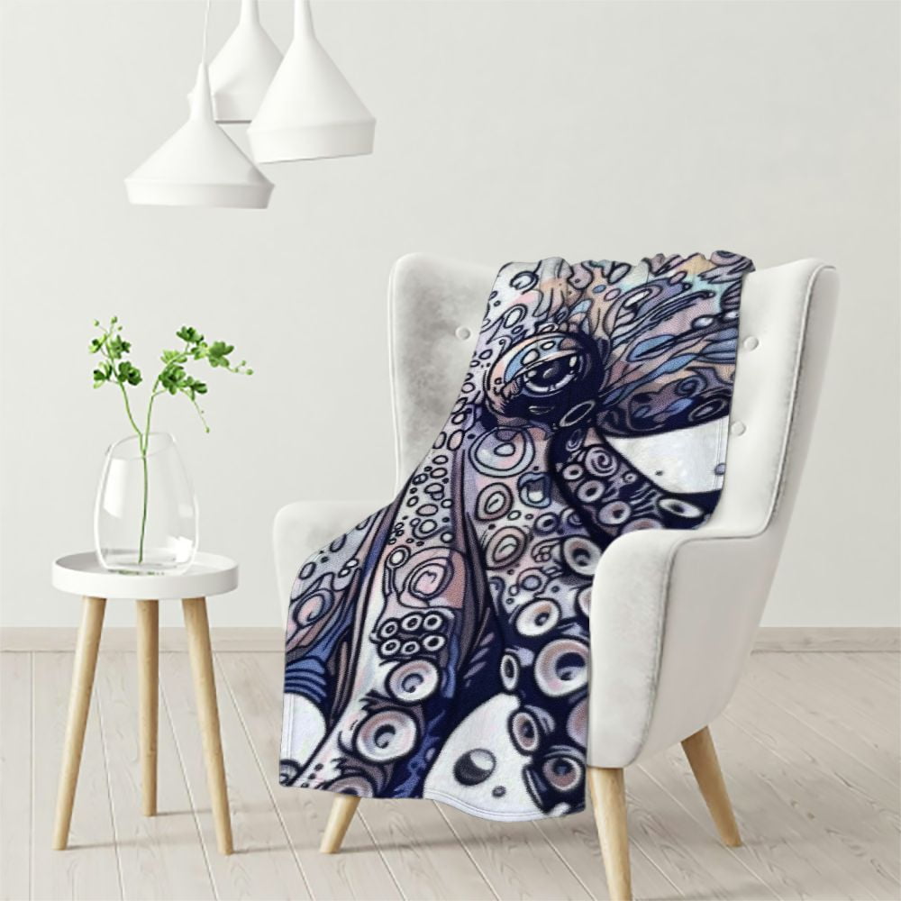 Akjvoe Plush Throw Fleece Blanket Modern Beach Watercolor Flannel