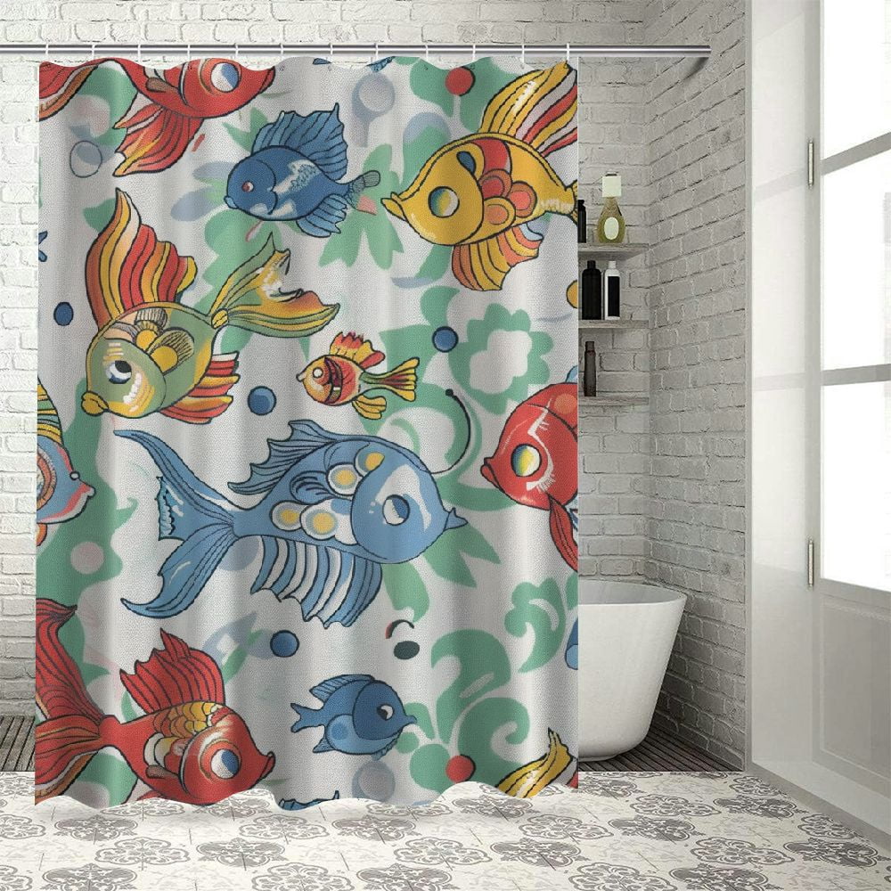 Akjvoe Sea Animals Fish Shower Curtain Set Waterproof Shower Curtains ...